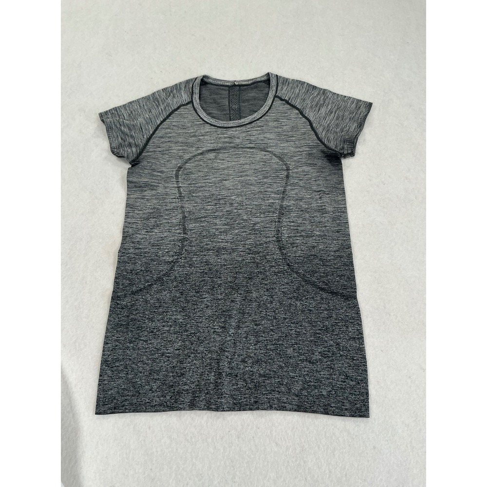 Lululemon Swiftly Tech Short Sleeve Crew Grey Black Space Dye Ombre Top